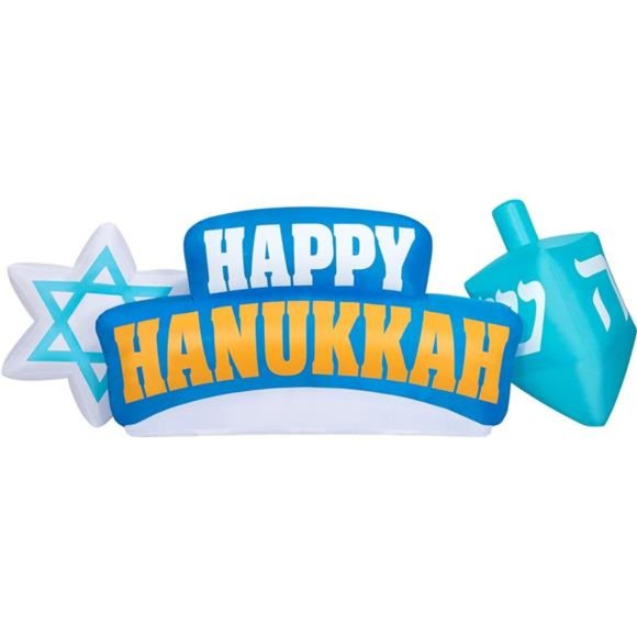 Hanukkah Inflatables 10ftwith Star of David & Dreidel - 10ft Happy Hanukkah
